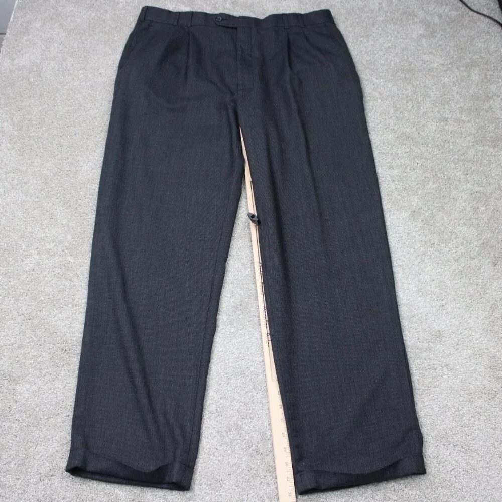Joseph & Feiss International Trio Pants Mens 40x32 Gray Pleated 100% Wool Cuffed
